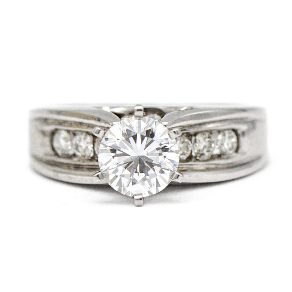 14k White Gold Diamond Accent Engagement Ring